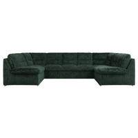 WOHNLANDSCHAFT COMODO U Grün Cord - Silberfarben/Grün, Textil/Metall (340/93/206cm) - MKS