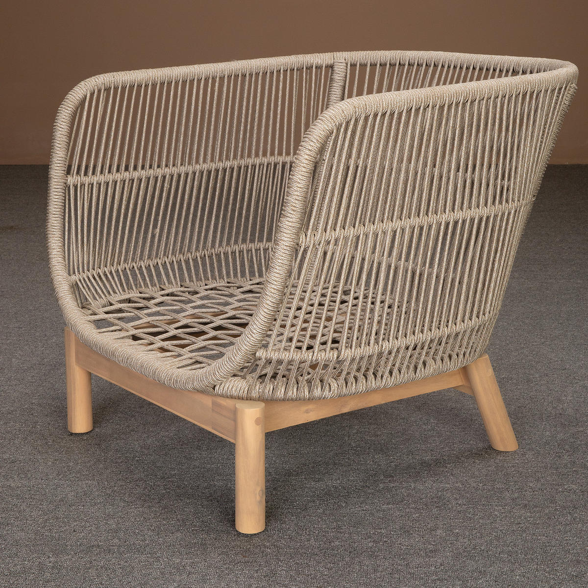 LOUNGESET - Akazie massiv / Polyester - Braun / Beige - 4-teilig - Beige/Braun, Holz/Naturmaterialen - home24