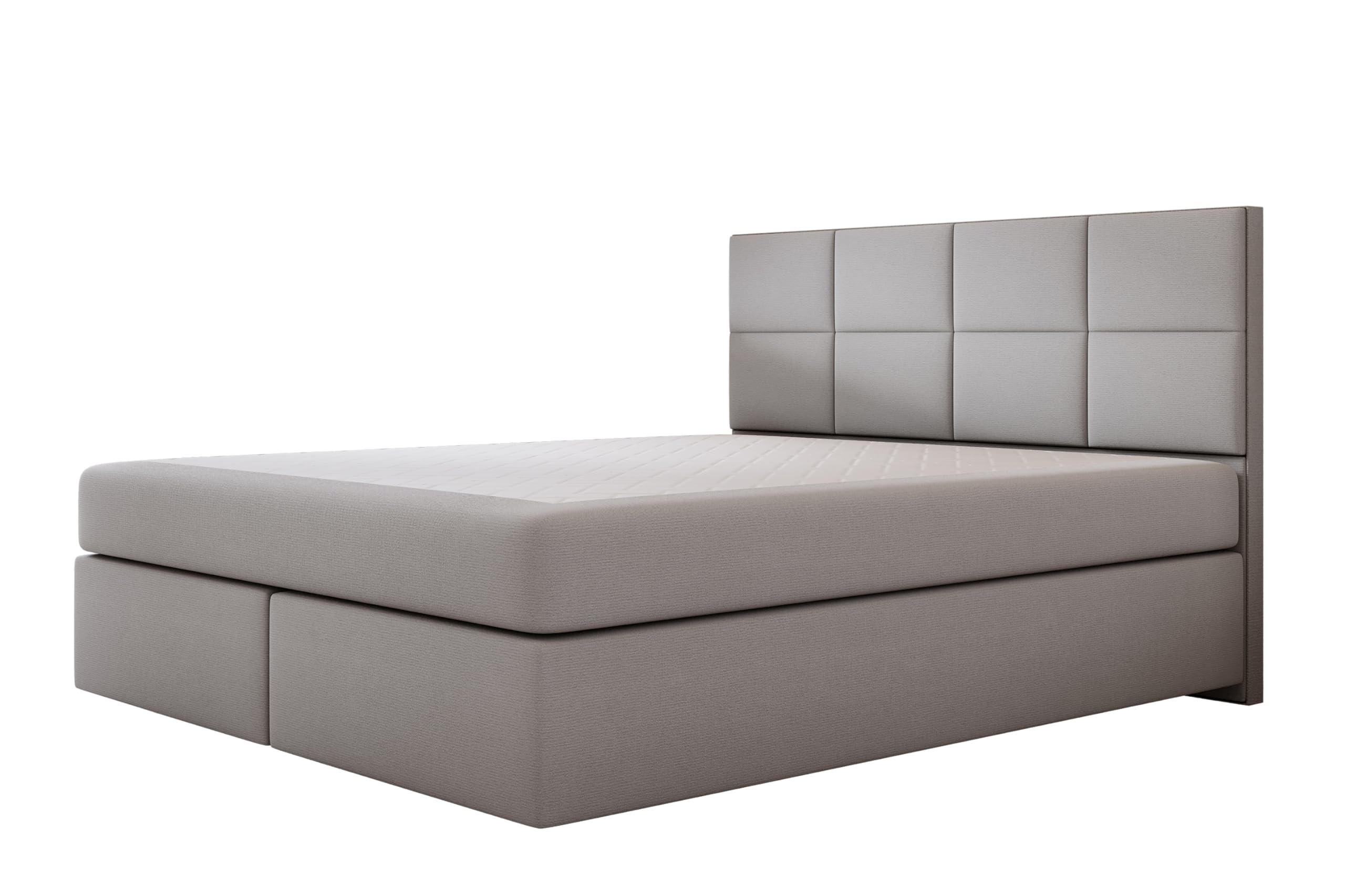 BOXBETT mit Pocket und Bonellmatratze - Mallorca - Sehr Weich Modern Bett ohne Bettkasten - 160x200 cm - Grau - Grau, Kunststoff (160/200cm) - Trada