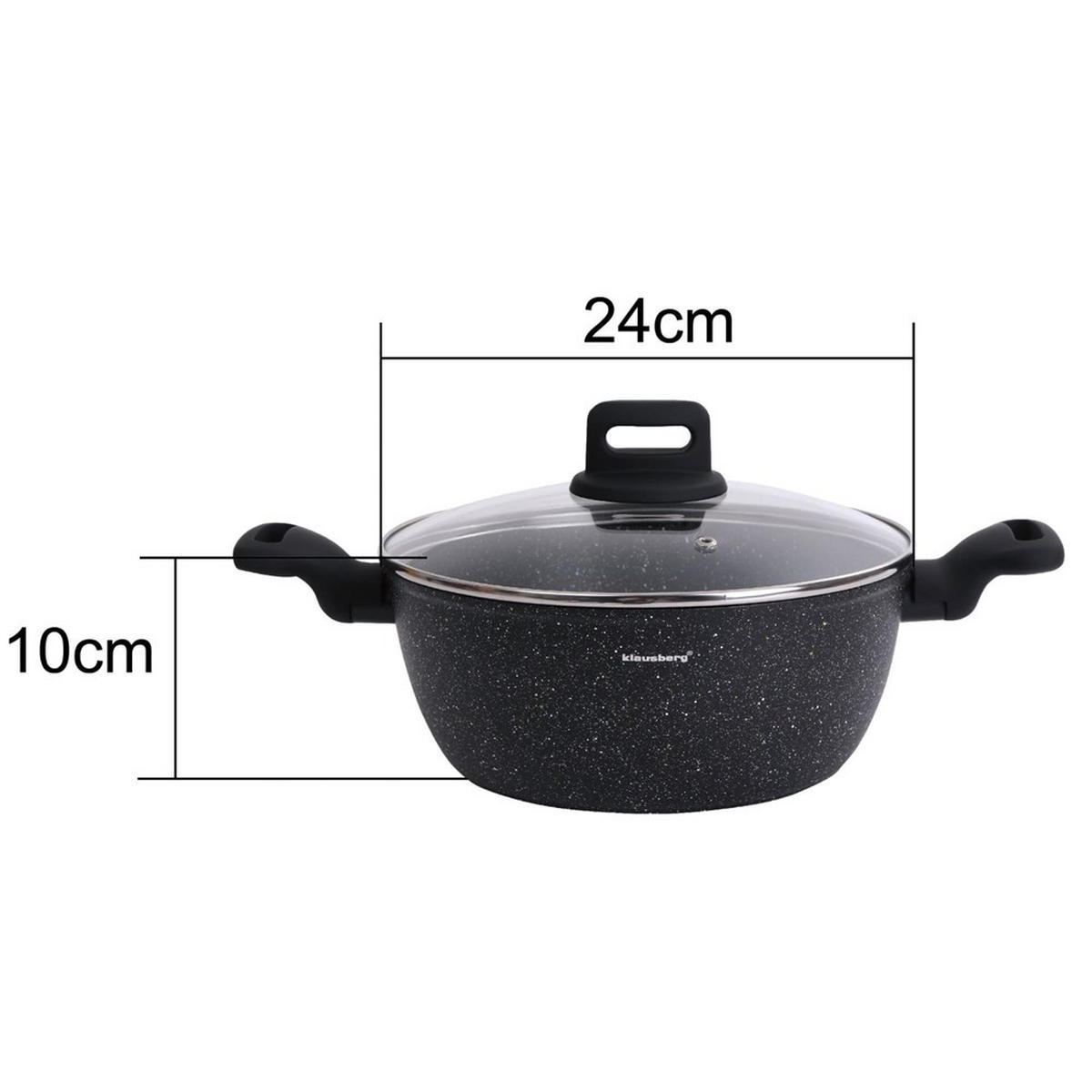 TOPF Schwarz 24/24/10 cm KB7671 - Schwarz, Glas (24cm) - Klausberg 