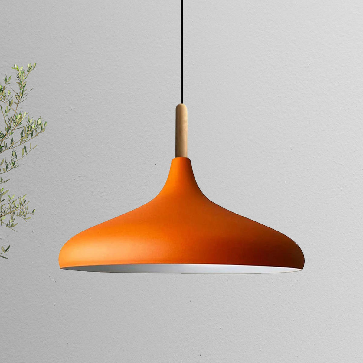 PENDELLEUCHTE Champion aus Holz 35/30 cm - Orange, Metall (30/35/30cm) - Bamyum