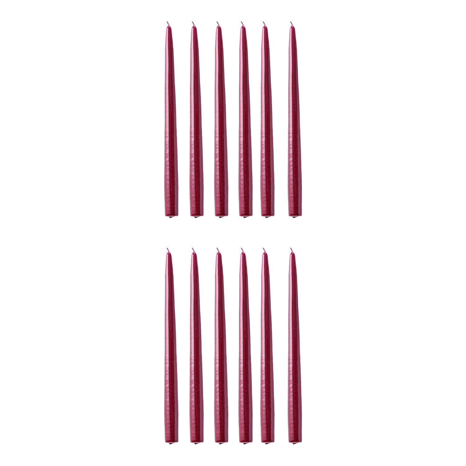 KERZE (12er-Set) Twin Flame konische Zwillingskerzen - Rot, Paraffin (4/31/2cm) - Butlers