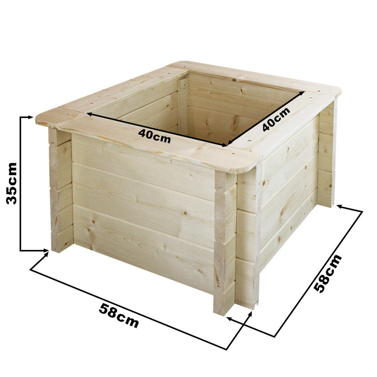 HOCHBEET HOLZ - 58x58xH35 cm - M616 - Beige, Holz (58/35/58cm) - Timbela
