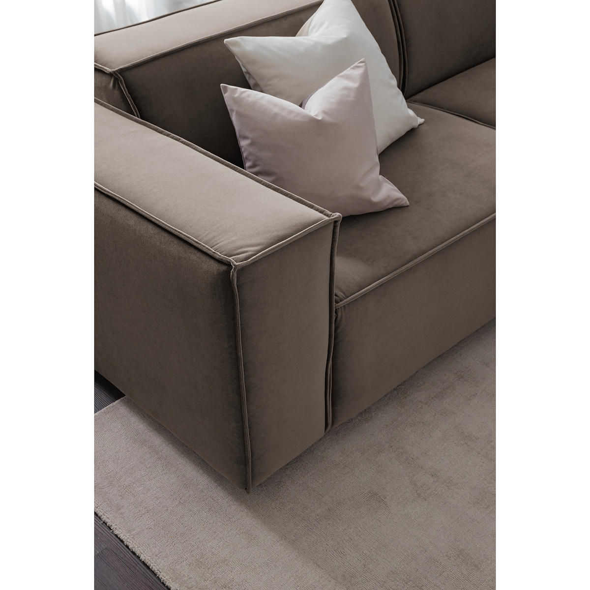 ECKSOFA mit Longchair - Taupe/Schwarz, Kunststoff/Textil (294/177cm) - home24