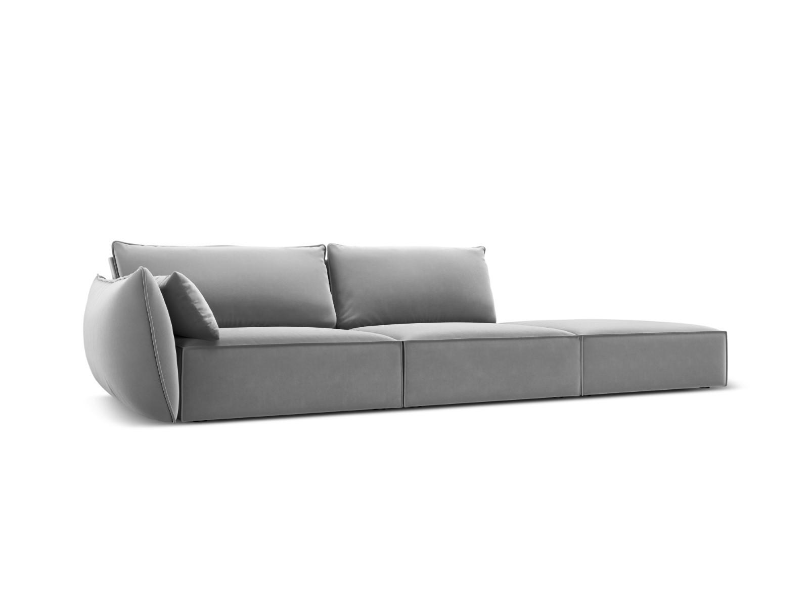 RECHTES-SOFA Kaelle aus Samt grau 4 Sitzplätze - Grau, Textil (110/85/264cm) - Micadoni