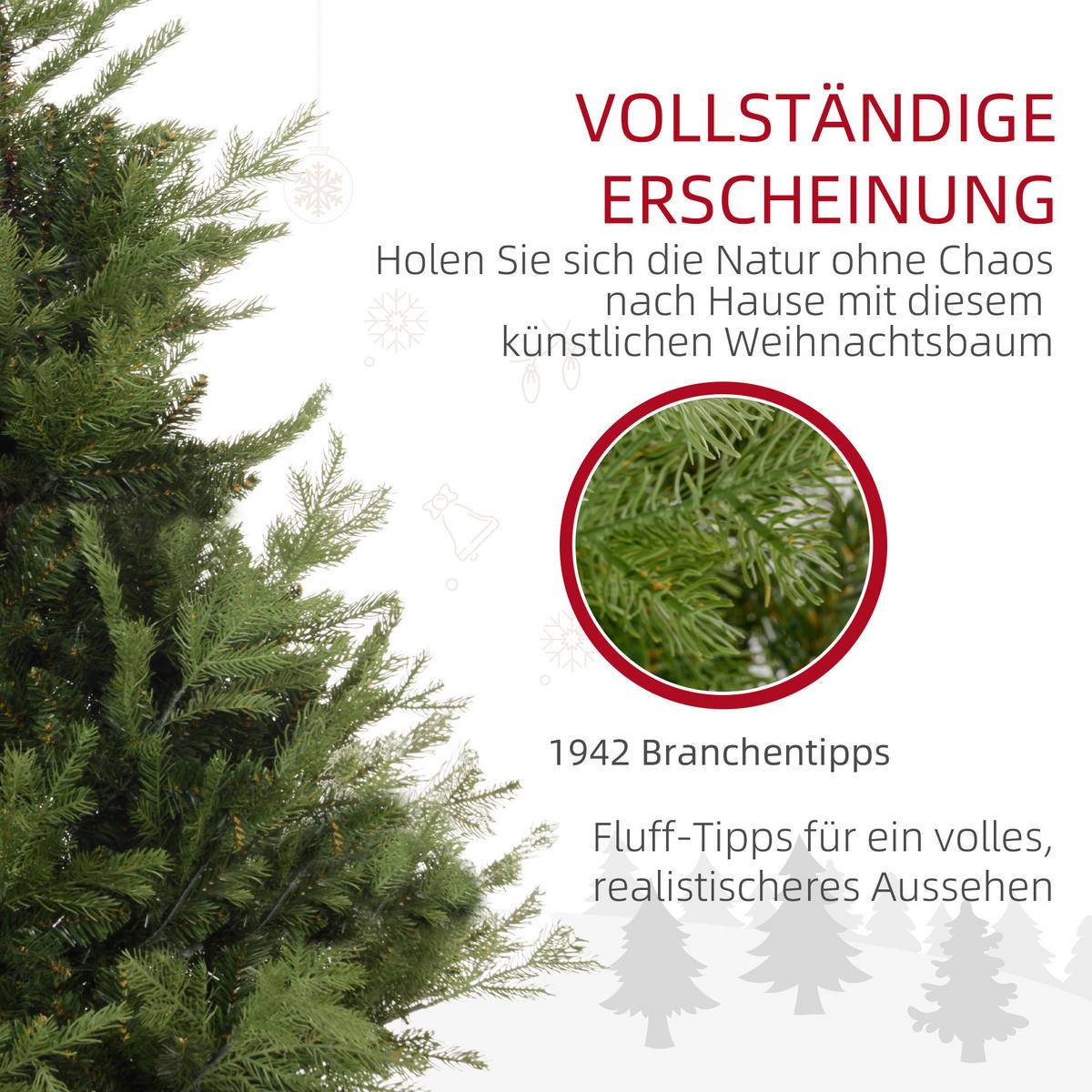 150 cm Weihnachtsbaum Künstlich Christbaum Dichte Zweige für Weihnachtsfest - Grün, Kunststoff/Metall (150cm) - HOMCOM
