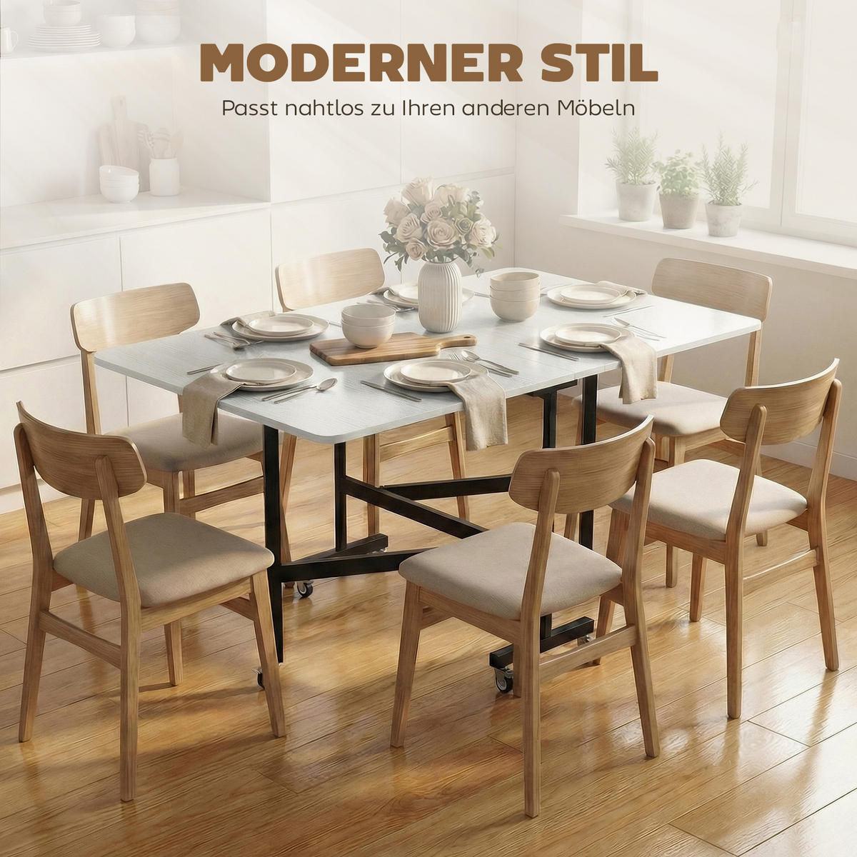 ESSTISCH Spanplatte Stahl Weiß - Eichefarben/Schwarz, Holzwerkstoff/Metall (120/80/73cm) - HOMCOM