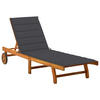SONNENLIEGE mit Auflage Akazie Massivholz - Anthrazit, Holz (59/76/200cm) - furnicato