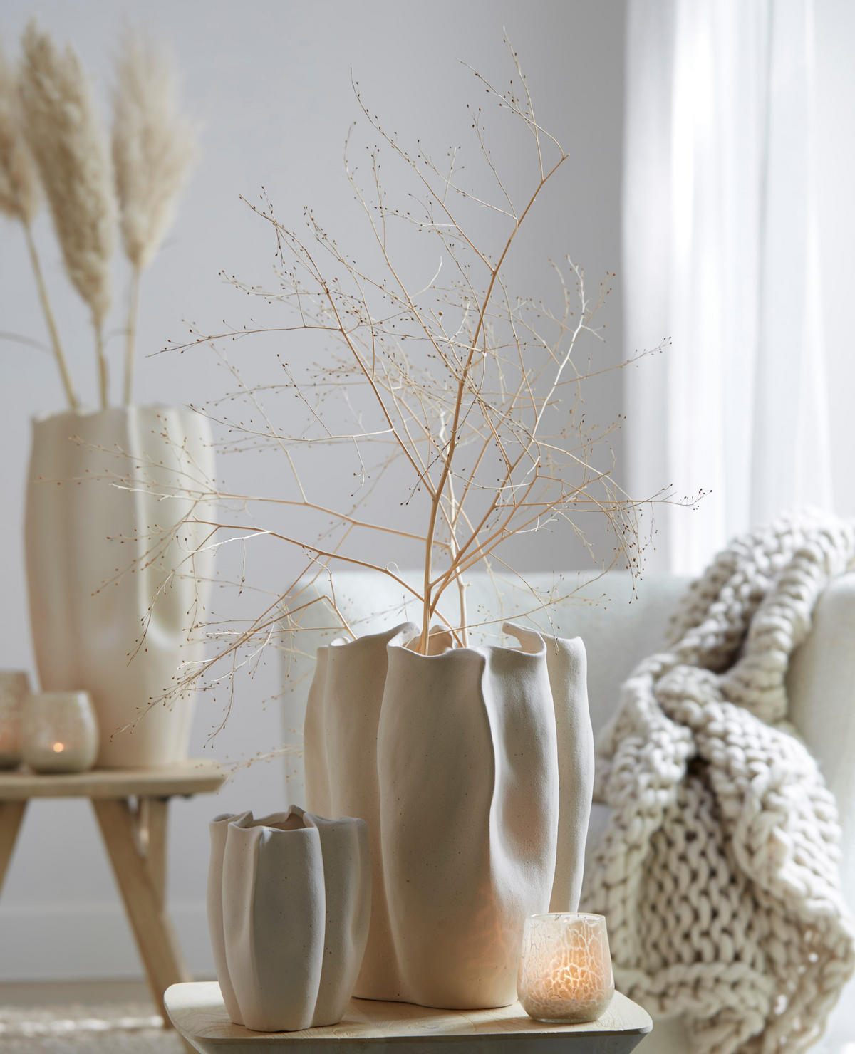 VASE Sanguli Weiß Ø28/36,5 cm - Weiß, Keramik (36.5cm) - Light & Living
