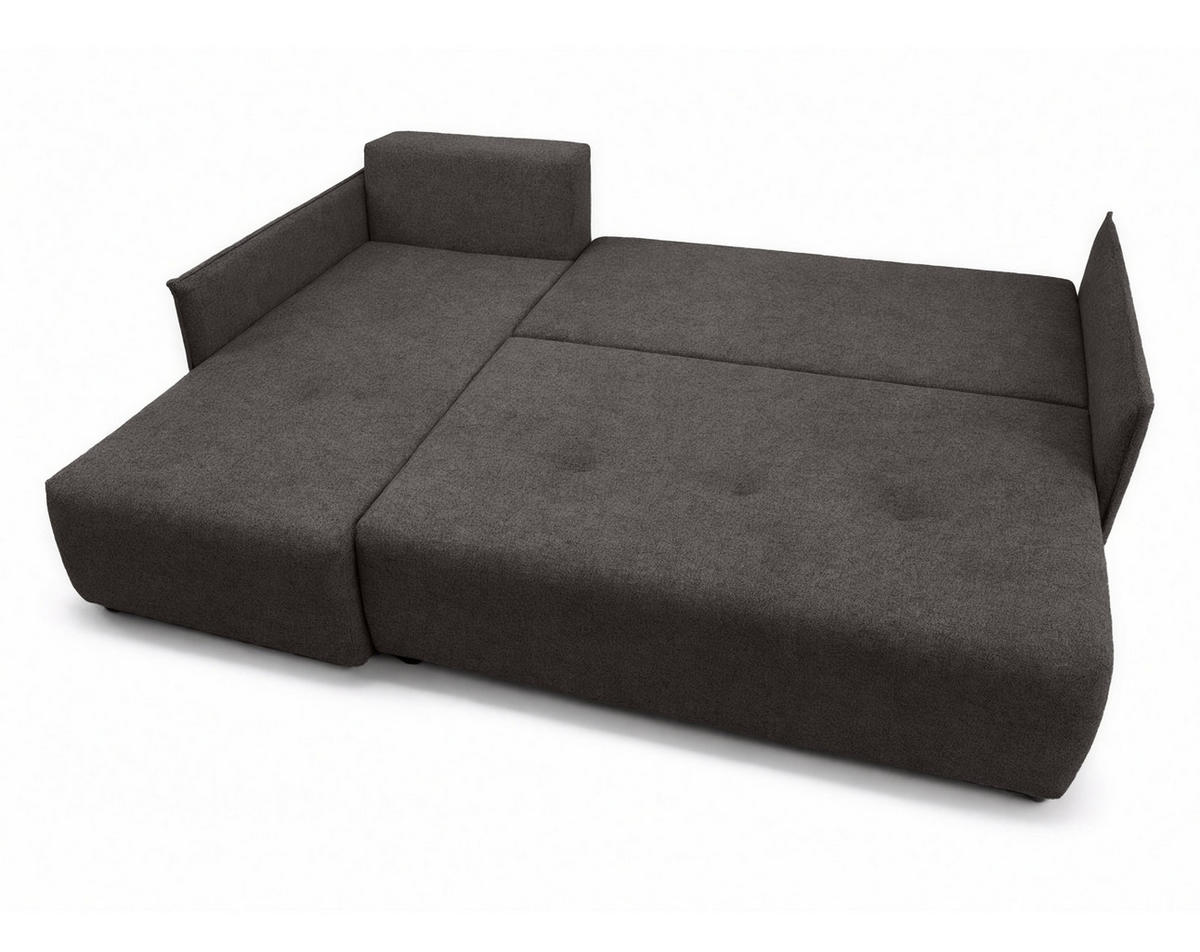 ECKSOFA L Form Damascus Dunkelgrau 212/143/88 cm Links mit Schlaffunktion - Dunkelgrau/Schwarz, Kunststoff/Textil (143/212cm) - AX Living