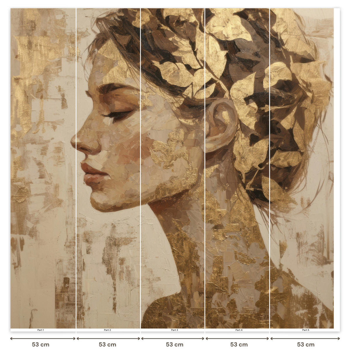 TAPETE - Frau - Gold - Abstrakt - Textur - 260x280 cm - Goldfarben, Papier (260/280cm) - OnlyWow