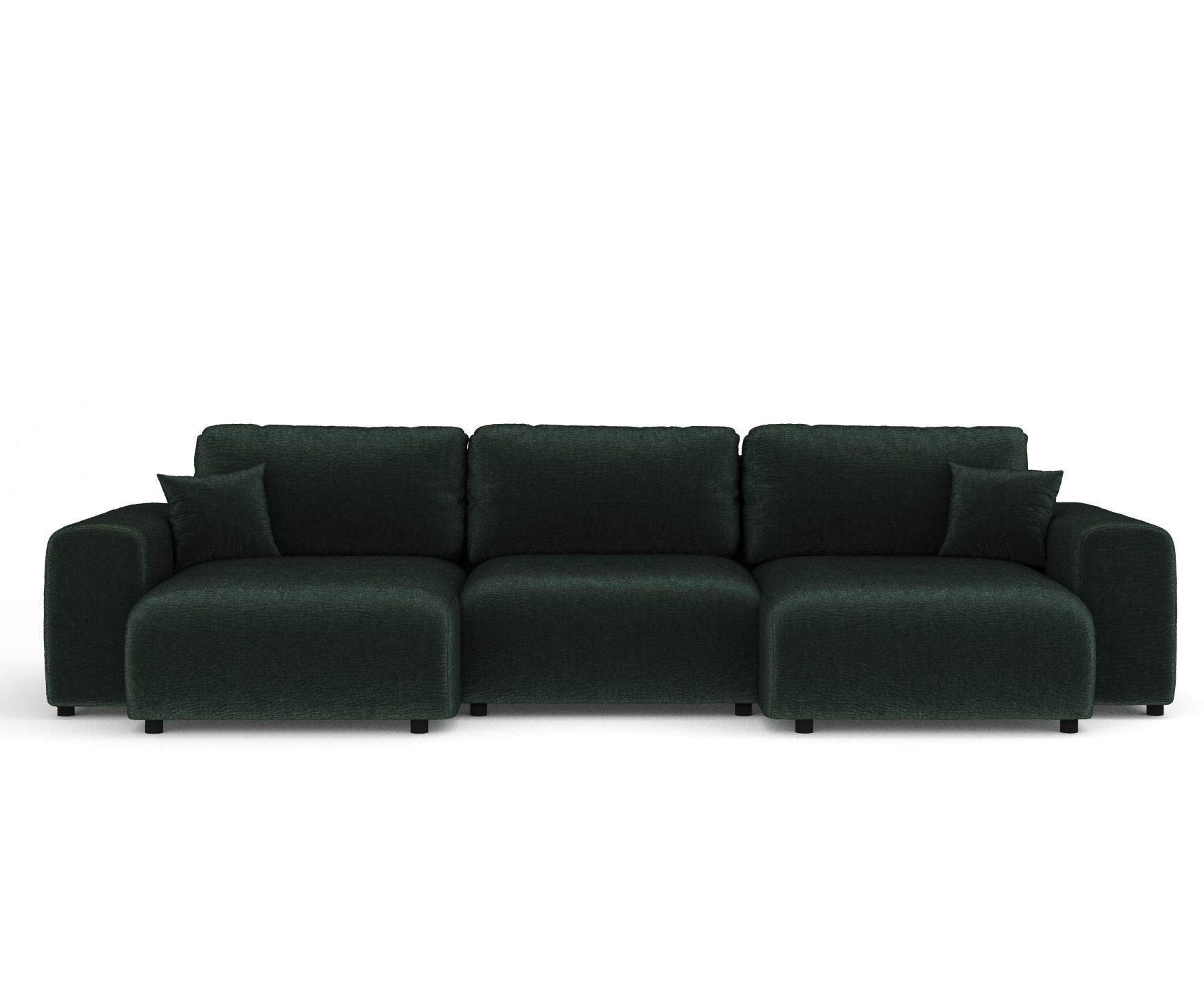 PANORAMASOFA Zanzibar Grün Chenille - Schwarz/Grün, Holz/Holzwerkstoff (325/79/144cm) - Maison de Reve