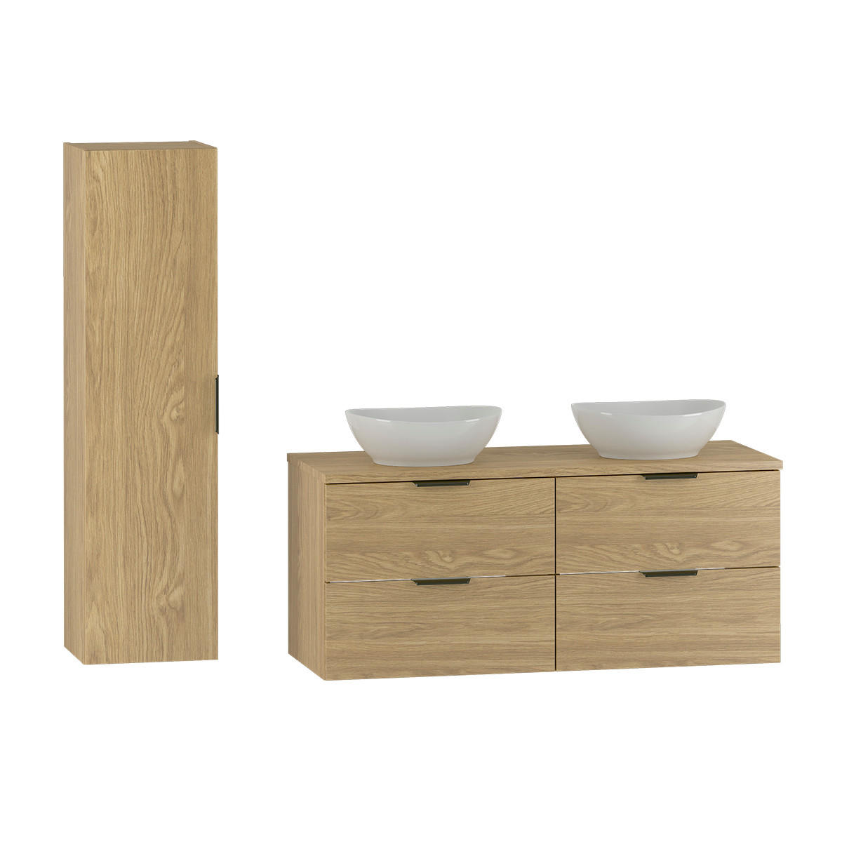 BADMÖBEL 120.6cm Astrid 2er-Set Holz - Braun, Holzwerkstoff (120.6/52.2/46.5cm) - Petits-meubles