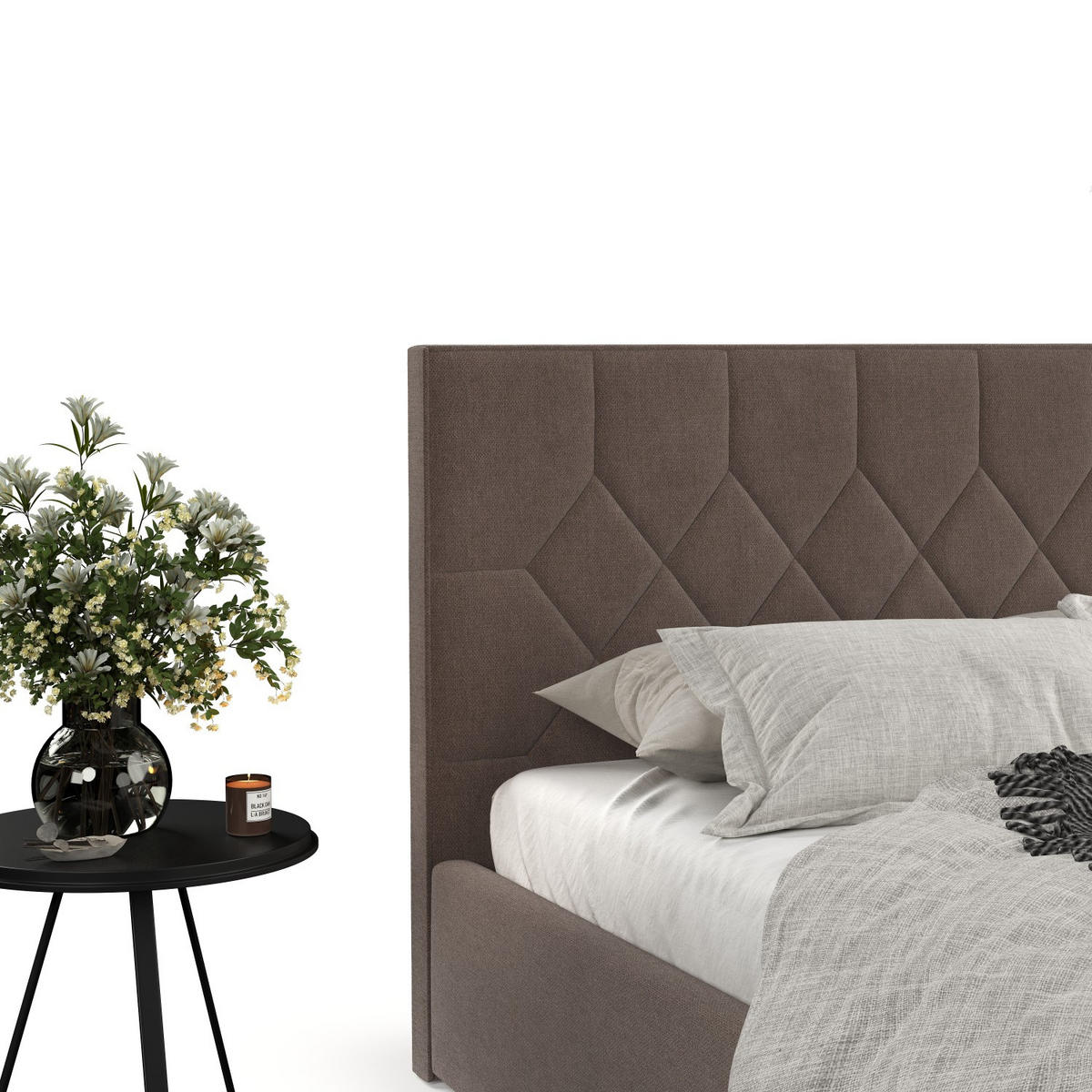 POLSTERBETT Brisa 140/200 cm Braun im Asti Stoff - Schwarz/Naturfarben, Holz/Holzwerkstoff (140/200cm) - AltaBeds