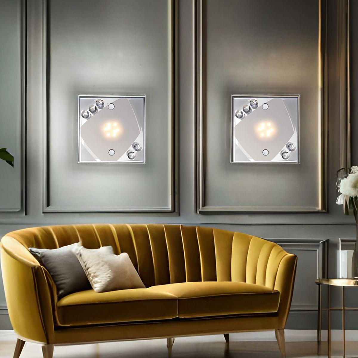 LED WANDLEUCHTE MIGO Metall Silber - Silberfarben, Glas (12/9/12cm) - Globo Lighting