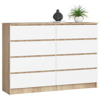 KOMMODE Sonoma Eiche, Weiß 138x40x99 cm - Weiß/Sonoma Eiche, Holzwerkstoff (138/99/40cm) - Akord