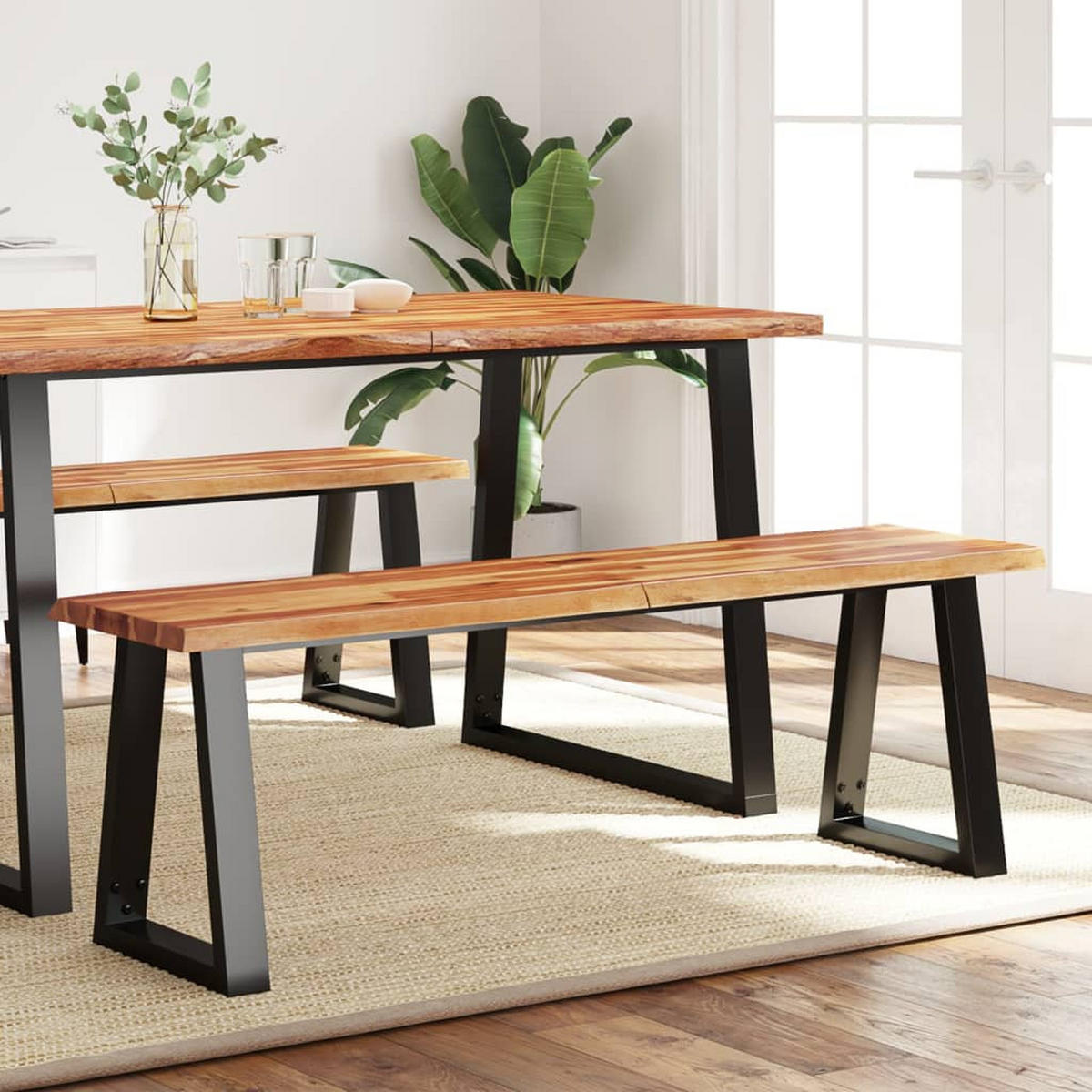 SITZBANK Loki mit Baumkante 140 cm Akazie - Braun, Holz (140/45/35cm) - DELUKE