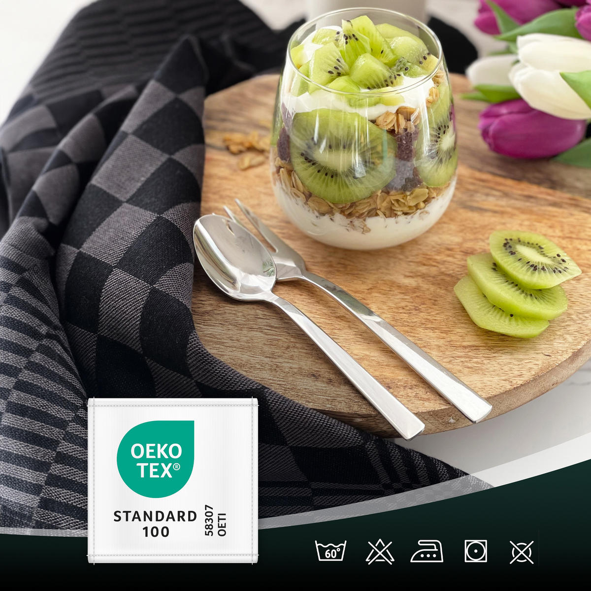 GESCHIRRTÜCHER, 6er-Set, 65x65 cm, 100% Baumwolle, Schwarz - Schwarz, Textil (65/65cm) - Zollner