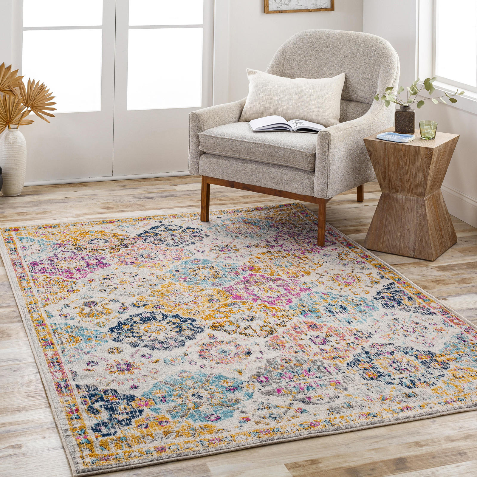VINTAGE-TEPPICH Quadrat 200/200 cm Mehrfarbig - Multicolor/Orange, Naturmaterialien/Textil (200/200cm) - LIVABLISS