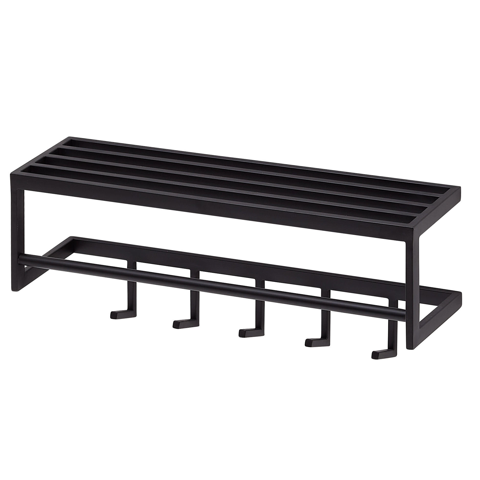 WANDGARDEROBE Metall Schwarz Modern mit 5 Haken und Kleiderstange - Schwarz, Metall (70/20/20cm) - KADIMA DESIGN