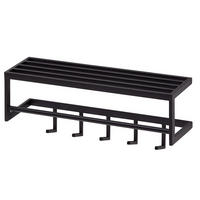 WANDGARDEROBE Metall Schwarz Modern mit 5 Haken und Kleiderstange - Schwarz, Metall (70/20/20cm) - KADIMA DESIGN