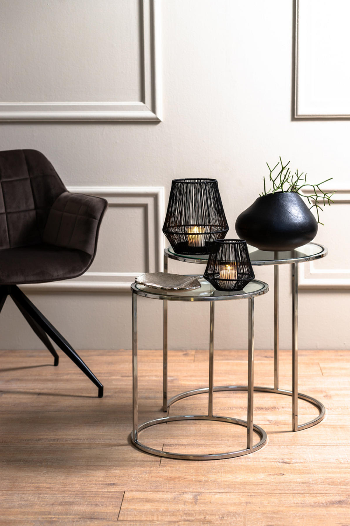 BEISTELLTISCH Duarte Silber Ø50/52 cm 2er-Set - Silberfarben, Metall (50/50/52cm) - Light & Living