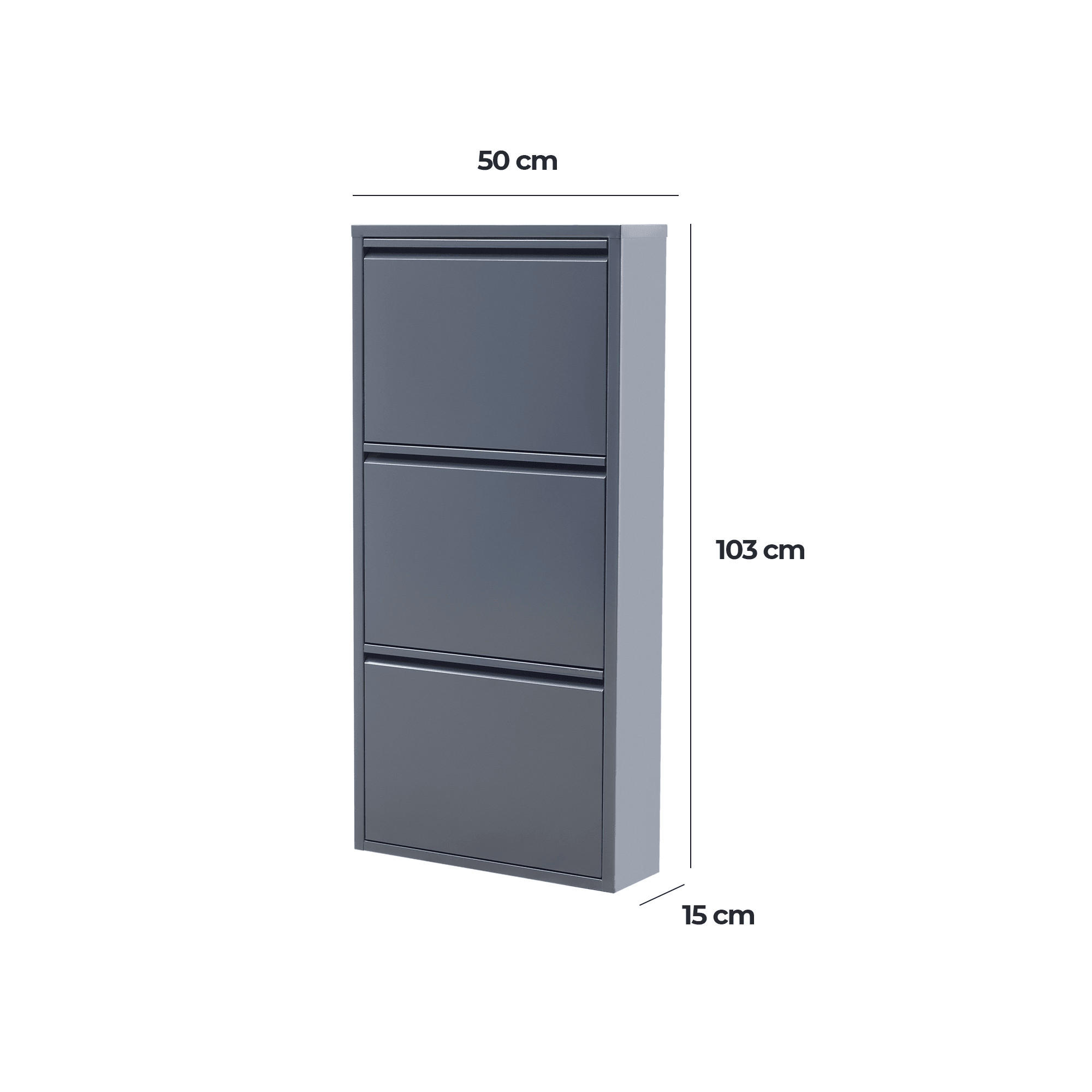 SCHUHSCHRANK schmal Metall mit Magnet 3 Plus Klappen Schwarz - Schwarz, Metall (50/114/15cm) - Gowoll