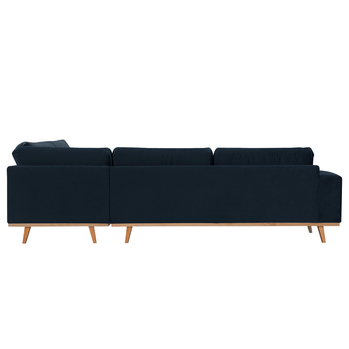 ECKSOFA mit Ottomane - Buchefarben/Dunkelblau, Buchenholz/Textil (287/219cm) - home24