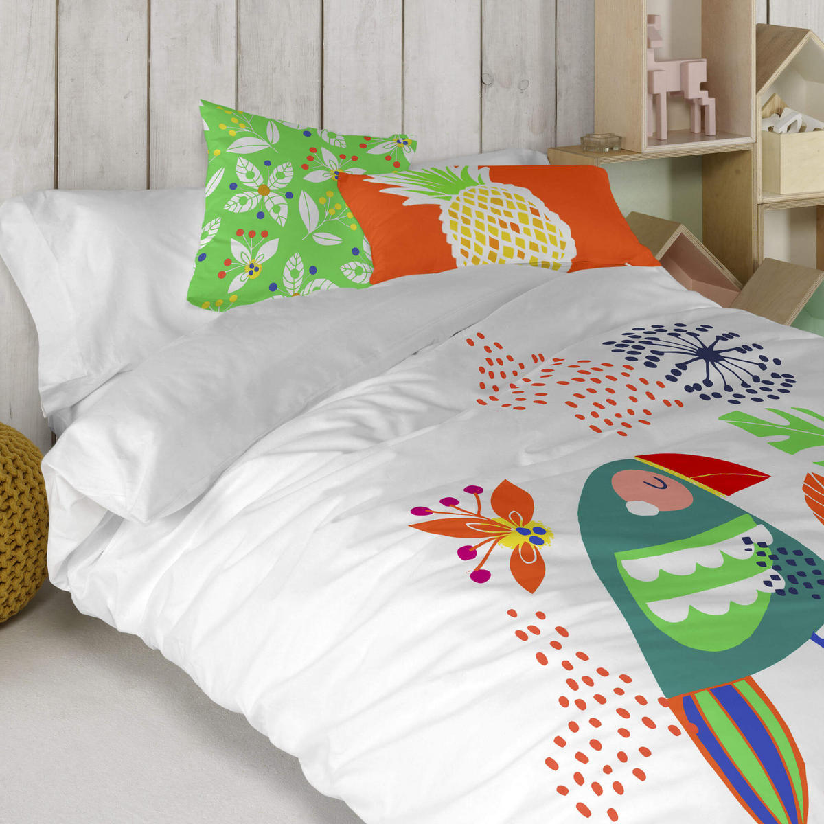 KISSENBEZUG pretty parrots 50x30 cm mehrfarbig - Multicolor, Textil (50/30cm) - Happy Friday