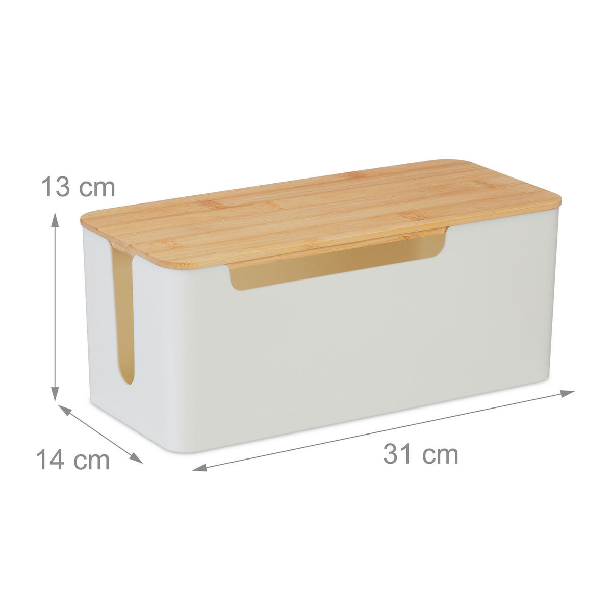 KABELBOX - Weiß, Holz/Kunststoff (14/31/13cm) - Relaxdays