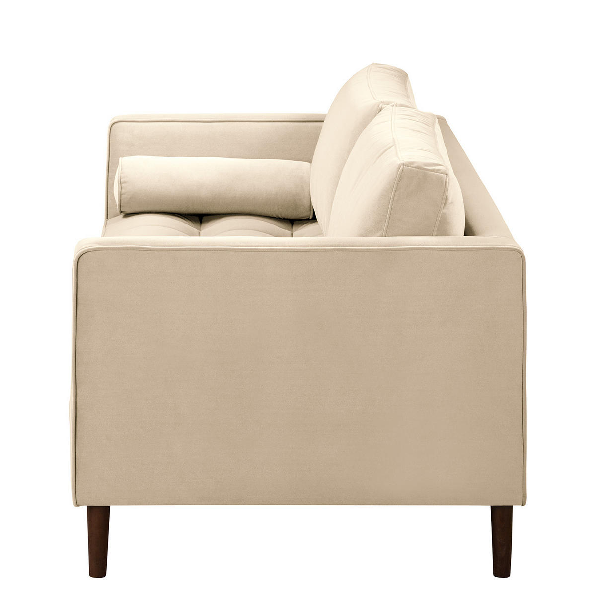 3-SITZER SOFA - Samt - Creme, Textil (191/80/86cm) - home24