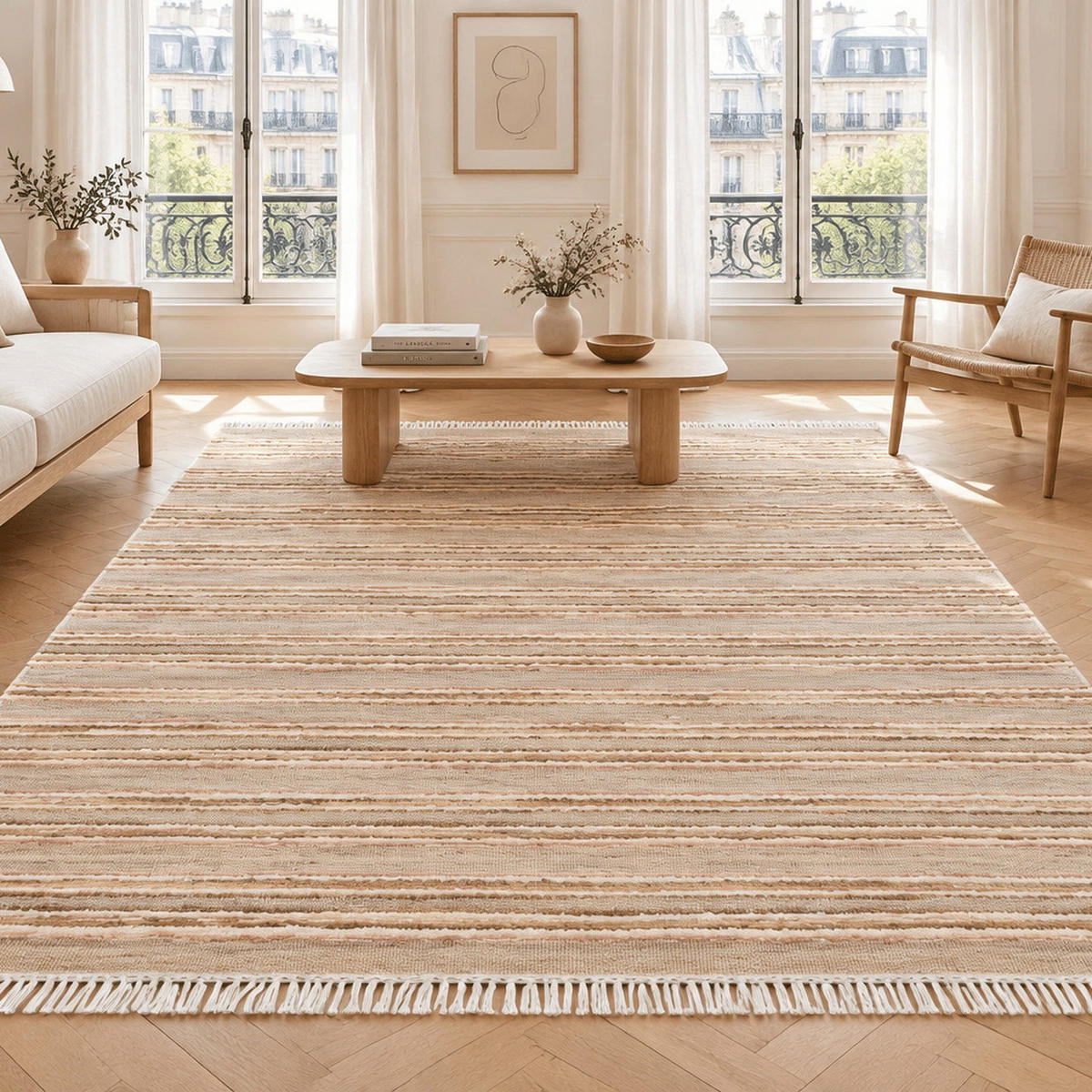 TEPPICH handgefertigt Naturmaterialien rosa - Pink, Naturmaterialien (120/170cm) - AFK Living