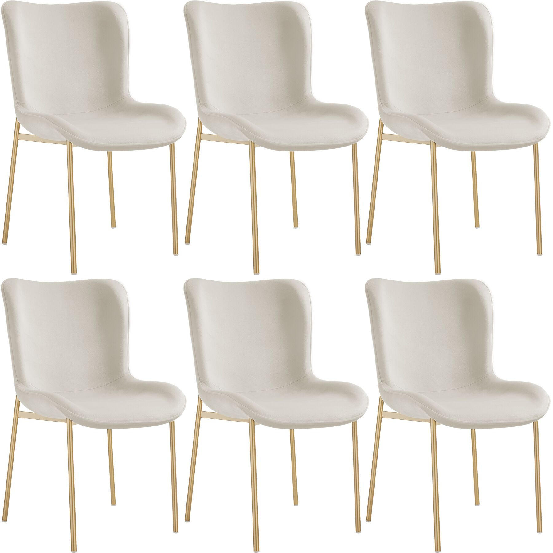 POLSTERSTUHL 6er Set Tessa 54 x 62 x 90 cm Samt beige/gold - Goldfarben/Samtahornfarben, Textil (54/90/62cm) - tectake