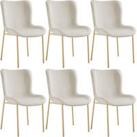 POLSTERSTUHL 6er Set Tessa 54 x 62 x 90 cm Samt beige/gold - Goldfarben/Samtahornfarben, Textil (54/90/62cm) - tectake