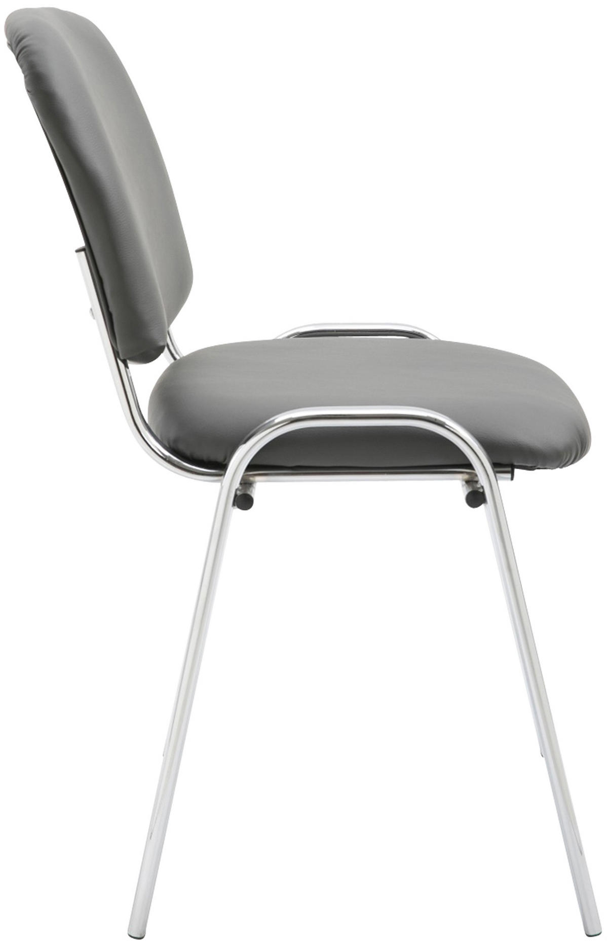 BESUCHERSTUHL Lederlook grau - Chromfarben/Grau, Textil/Metall (54/79/48cm) - CLP