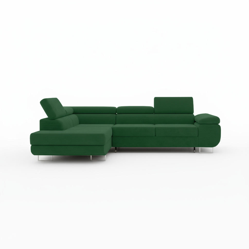 ECKSOFA ASTORP, Sofa aus Cord Grün - Poso 14 - Waldgrün/Dunkelgrün, Textil/Metall (203/277cm) - Moderno Meble