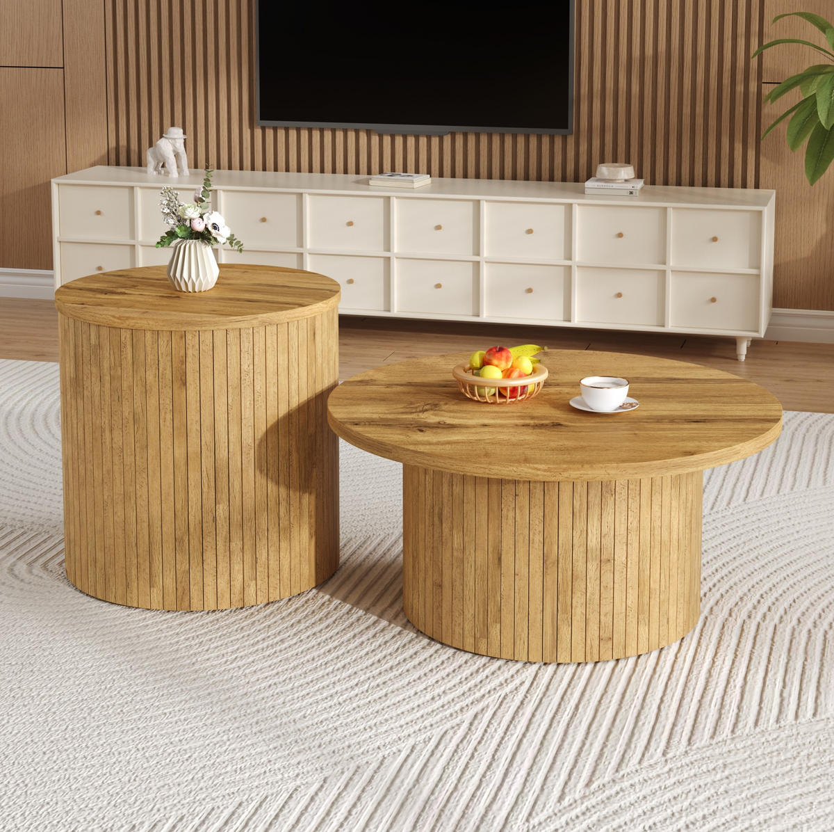 KLUBSKA miza, 75/75/36 in 50/50/50,5 cm, MDF v naravni barvi - naravne barve, leseni material (75/75/36cm) - BEAOK