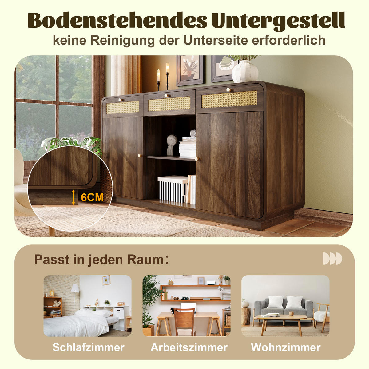 SIDEBOARD Walnuss 120/40/85 cm - Walnussfarben, Holzwerkstoff (120/85/40cm) - PANGIVO