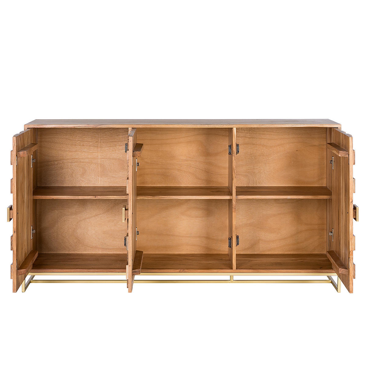 SIDEBOARD - Akazie massiv / Eisen - Goldfarben/Akaziefarben, Holz (160/85/40cm) - home24
