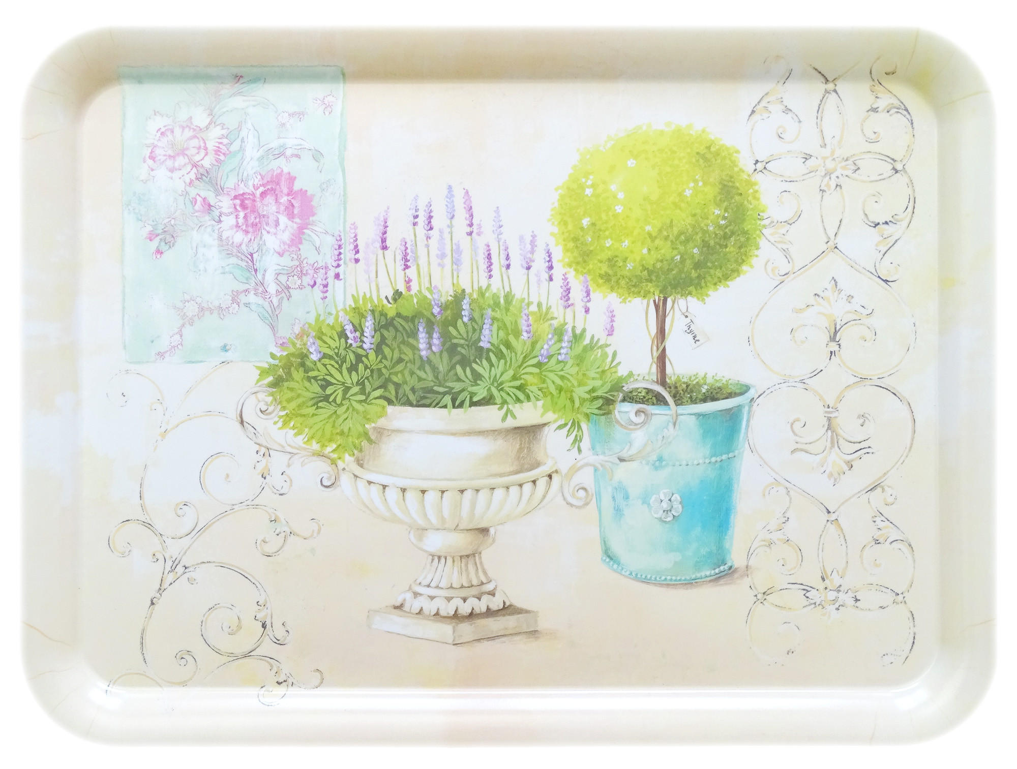 TABLETT Garten, rechteckige Melamin Serviertablett 50x37 cm - Grün, Kunststoff (37/2/50cm) - Lashuma