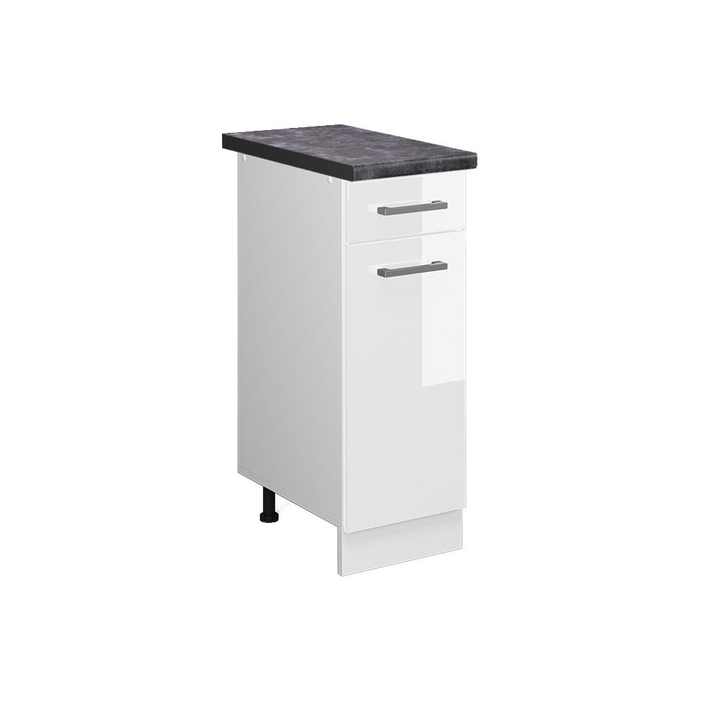 KÜCHENUNTERSCHRANK R-Line Weiß Hochglanz 30 cm, AP Anthrazit - Weiß Hochglanz/Weiß, Holzwerkstoff (30/81.6/60cm) - Vicco
