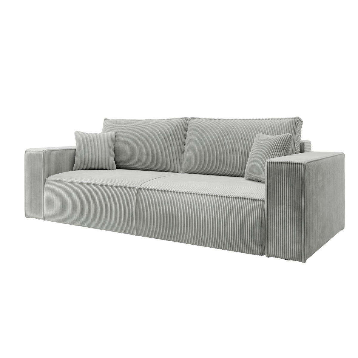 SOFA FARESE Hellgrau mit Cordbezug - Hellgrau, Textil/Metall (257/85/102cm) - Selsey