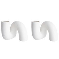 VASE (2er Set) Pipe - Weiß, Keramik (16cm) - Butlers