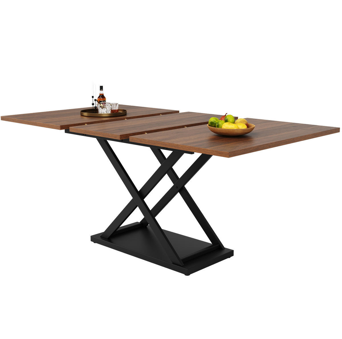 ESSTISCH 120-160/80/75 cm in Walnussfarben mit Ausziehfunktion und Kreuzgestell - Walnussfarben, Holzwerkstoff (160/80/75cm) - Flora Grace