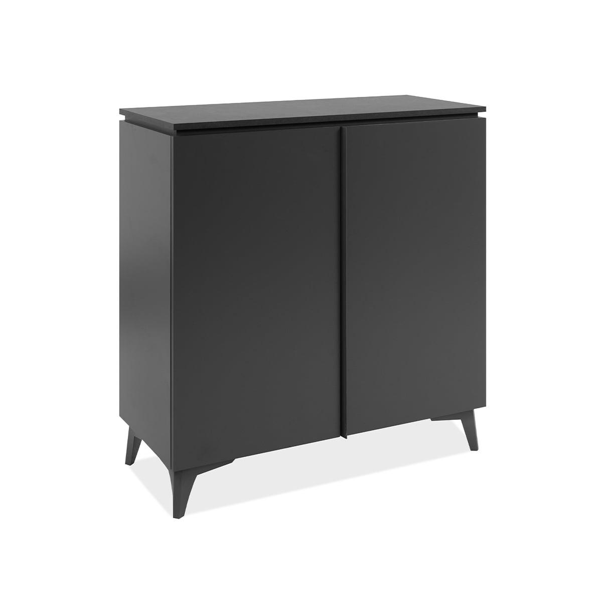 SIDEBOARD 2 Türen L88 cm - BERTRIX - Schwarz, Holzwerkstoff (88/92/40cm) - Finori GmbH