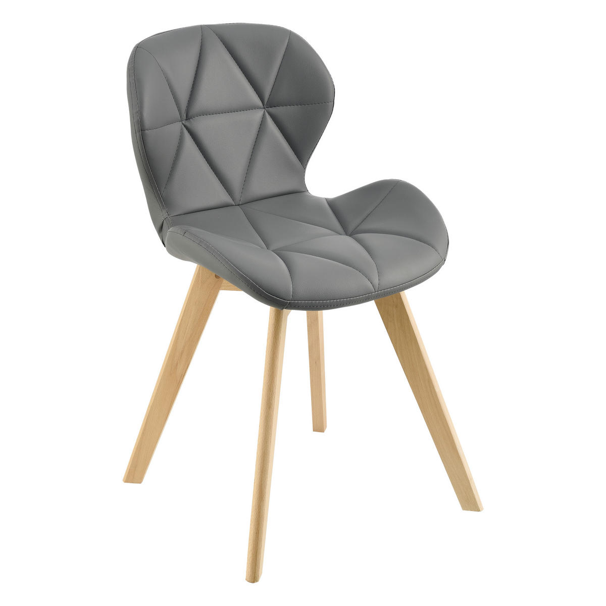 ESSZIMMERSTUHL-SET 2 TLG. Älmhult - Grau, Leder (47/78/52cm) - [en.casa]