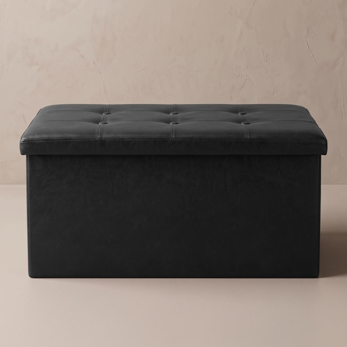HOCKER mit Stauraum aus Kunstleder 80/40/40 cm - Schwarz, Leder (40/40/80cm) - SCENA LIVING
