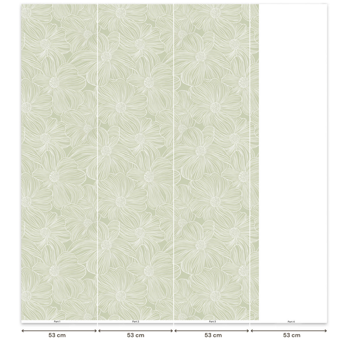 TAPETE - Gelassenheit - Blumen - Grün - 160x220 cm - Salbeigrün, Papier (160/220cm) - OnlyWow