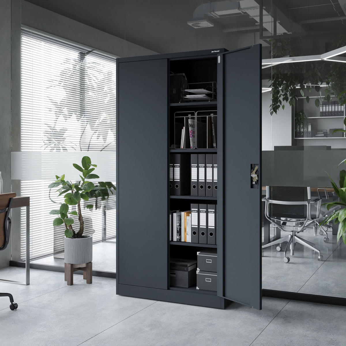 AKTENSCHRANK JAN 185x90x45 cm - Anthrazit, Metall (90/185/40cm) - Jan Nowak