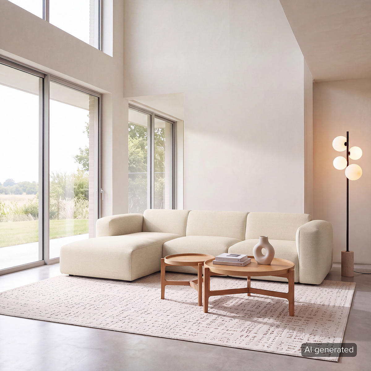 3-SITZER ECKSOFA mit Longchair - Beige/Schwarz, Kunststoff/Textil (284/173cm) - home24